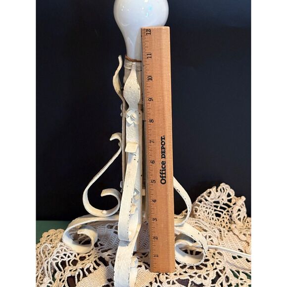 Vintage Wrought Iron Metal Table Lamp White Farmhouse - Picture 7 of 8